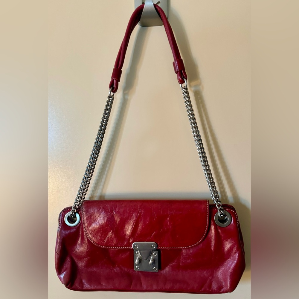 Vintage Hype Dark Red Women's Clutch Handbag with Snap On Closure